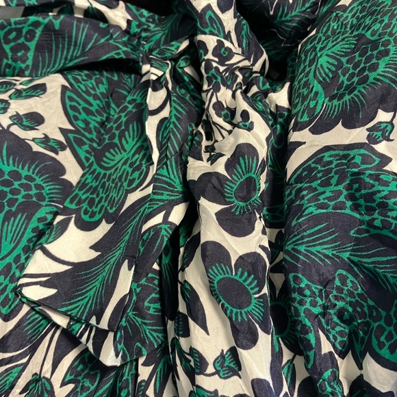 J. Crew Collection 100% Silk Asymetrical Green Floral Women's Dress - Picture 5 of 6